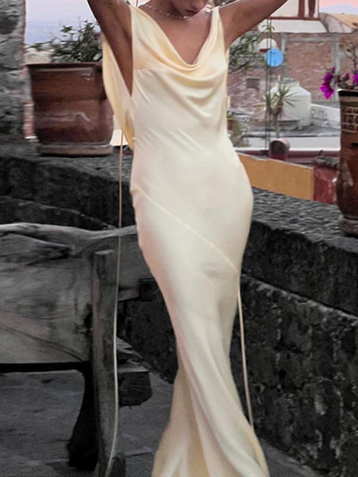 Mariapaola | Maxi abito in raso senza cravatta
