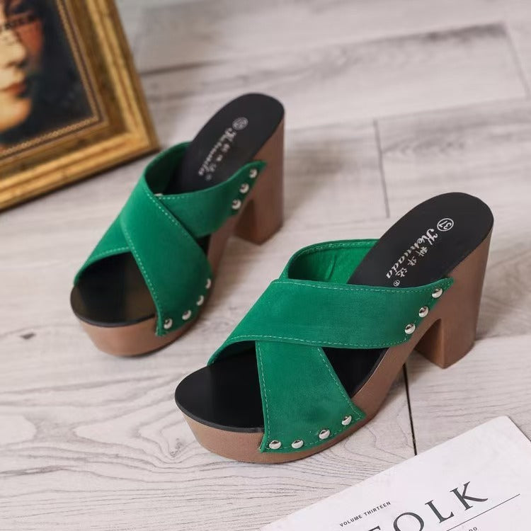 Cambrie™ | Criss-Cross Platform Slide Heels