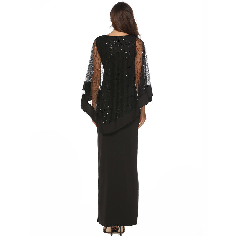 Ladies Elegant Sequin Overlay Evening Dress Ivyshape