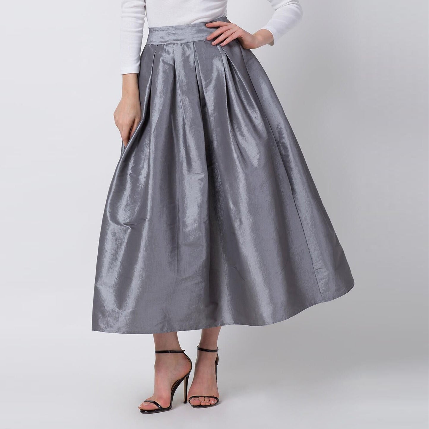 Ladies High-Waist Pleated Maxi Skirt Ivyshape