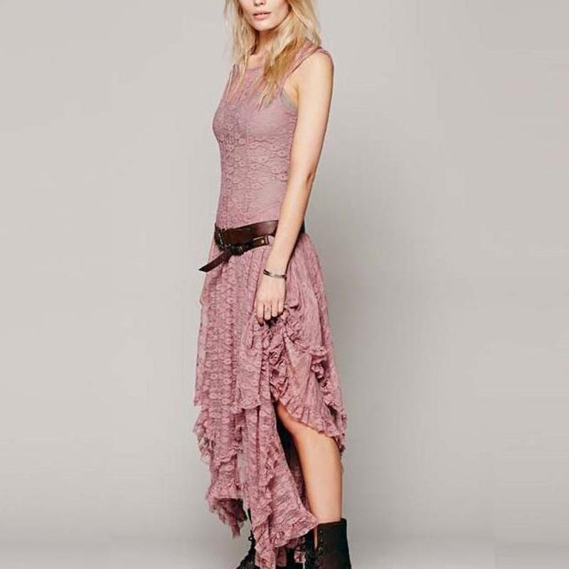 Ladies Elegant Lace Layered Midi Dress Ivyshape