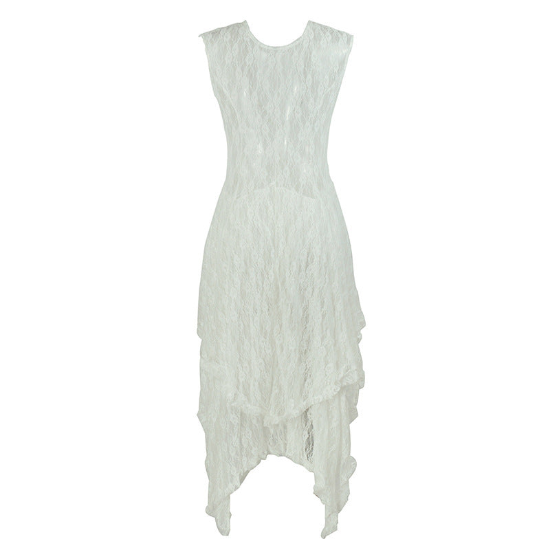 Ladies Elegant Lace Layered Midi Dress Ivyshape