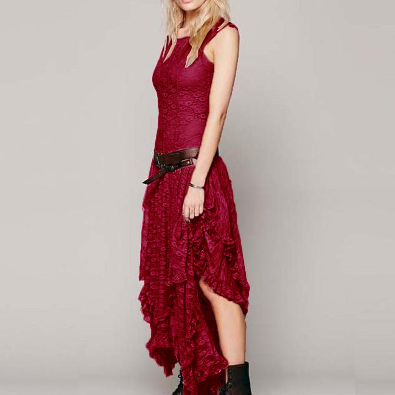 Ladies Elegant Lace Layered Midi Dress Ivyshape
