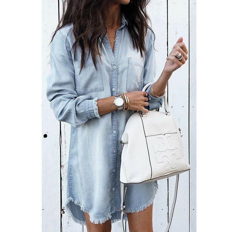 Women's shirt dress with modern fringes Ivyshape