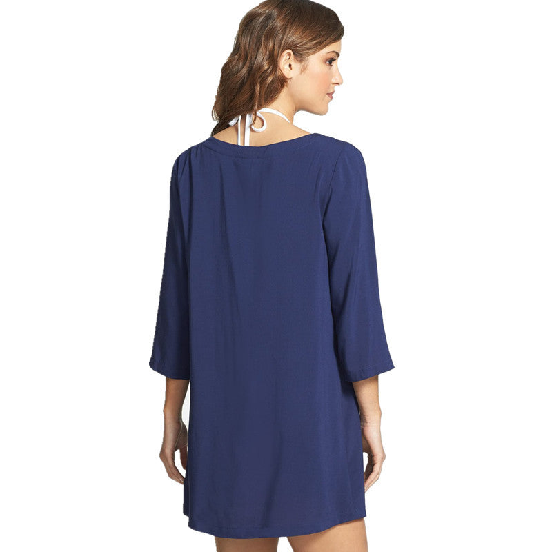 Women's beach tunic with artistic embroidery design Ivyshape
