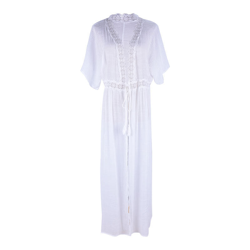 Women's Airy Beach Kimono with Artistic Lace Decoration Ivyshape