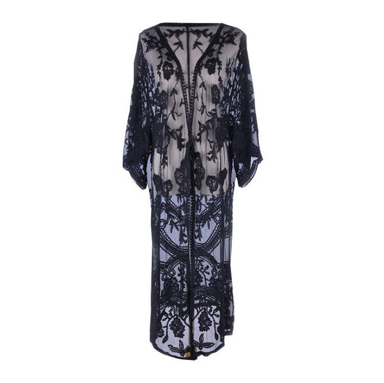 Ladies Elegant Crochet Kimono with Floral Details Ivyshape