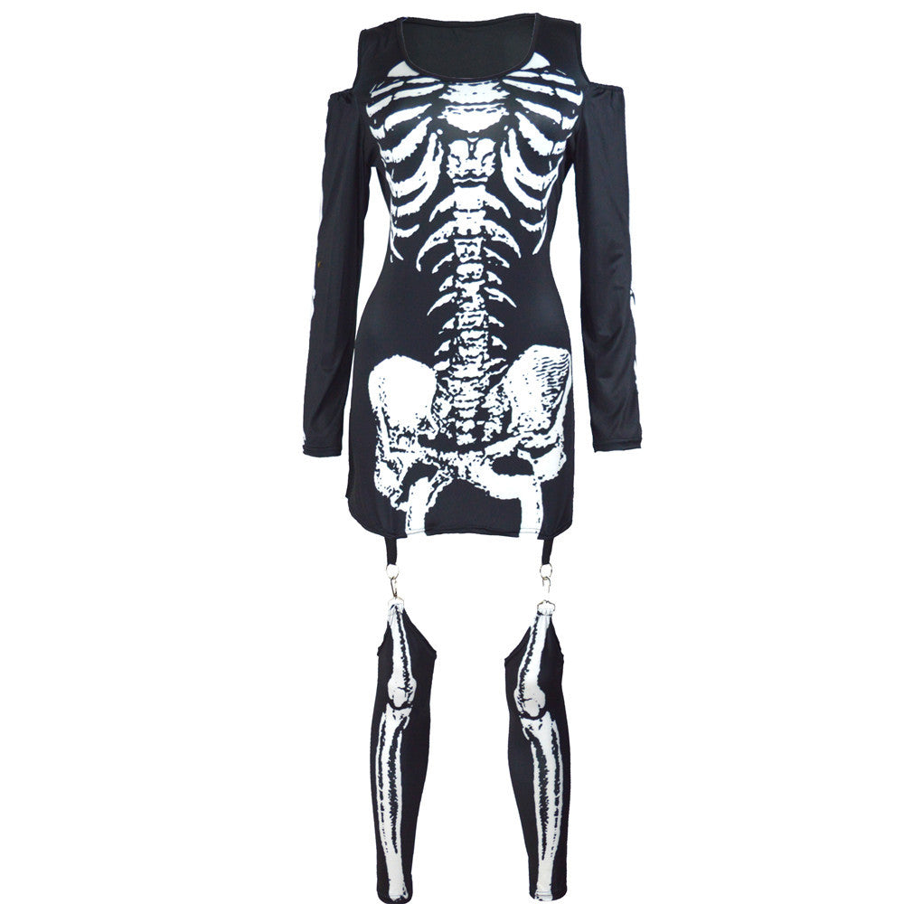Women's Skeleton Print Costume Dress Ivyshape