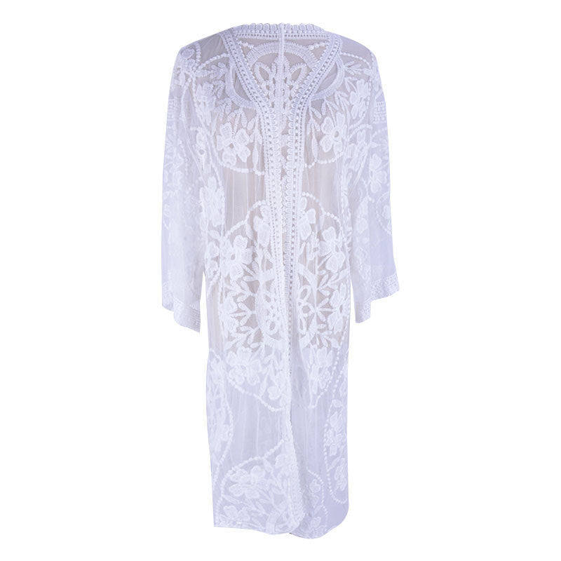 Ladies Elegant Crochet Kimono with Floral Design Ivyshape