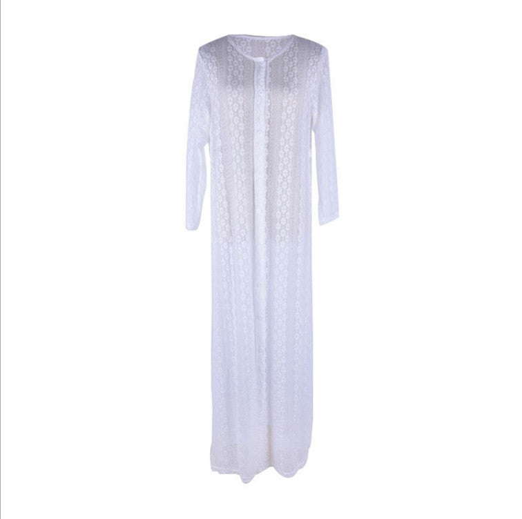 Women's transparent beach cover-up with delicate crochet patterns Ivyshape