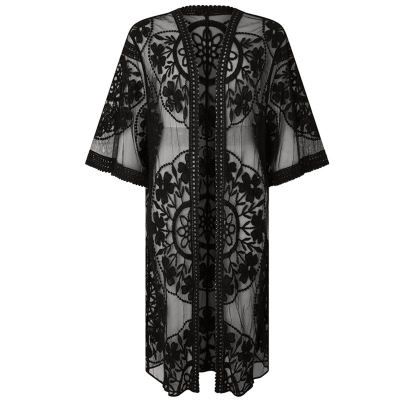 Ladies airy lace kimono Ivyshape