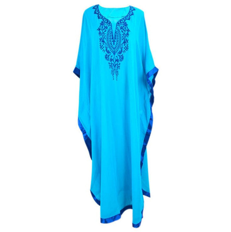 Women's beach robe with intricate embroidery pattern and airy silhouette Ivyshape