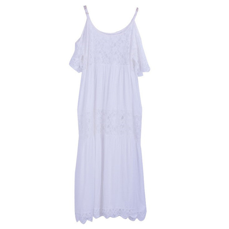 Women's Maxi Dress with Romantic Crochet and Lace Accents Ivyshape