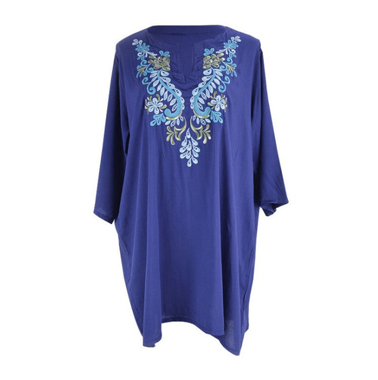 Women's beach tunic with artistic embroidery design Ivyshape