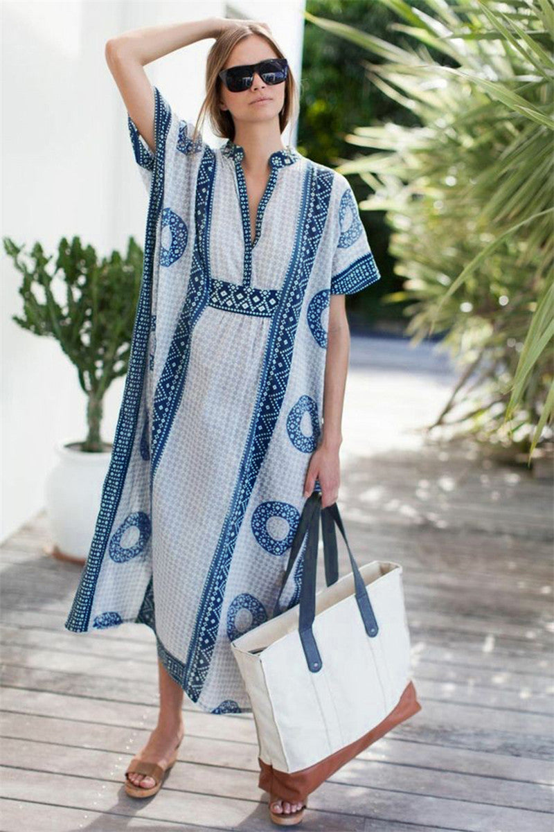 Women’s maxi dress with elegant floral pattern and loose fit Ivyshape