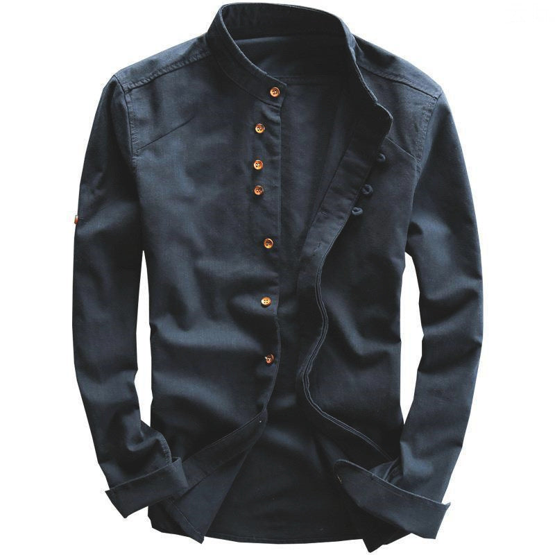 Thaddius | Camicia casual da uomo in stile cinese retrò con collo alto