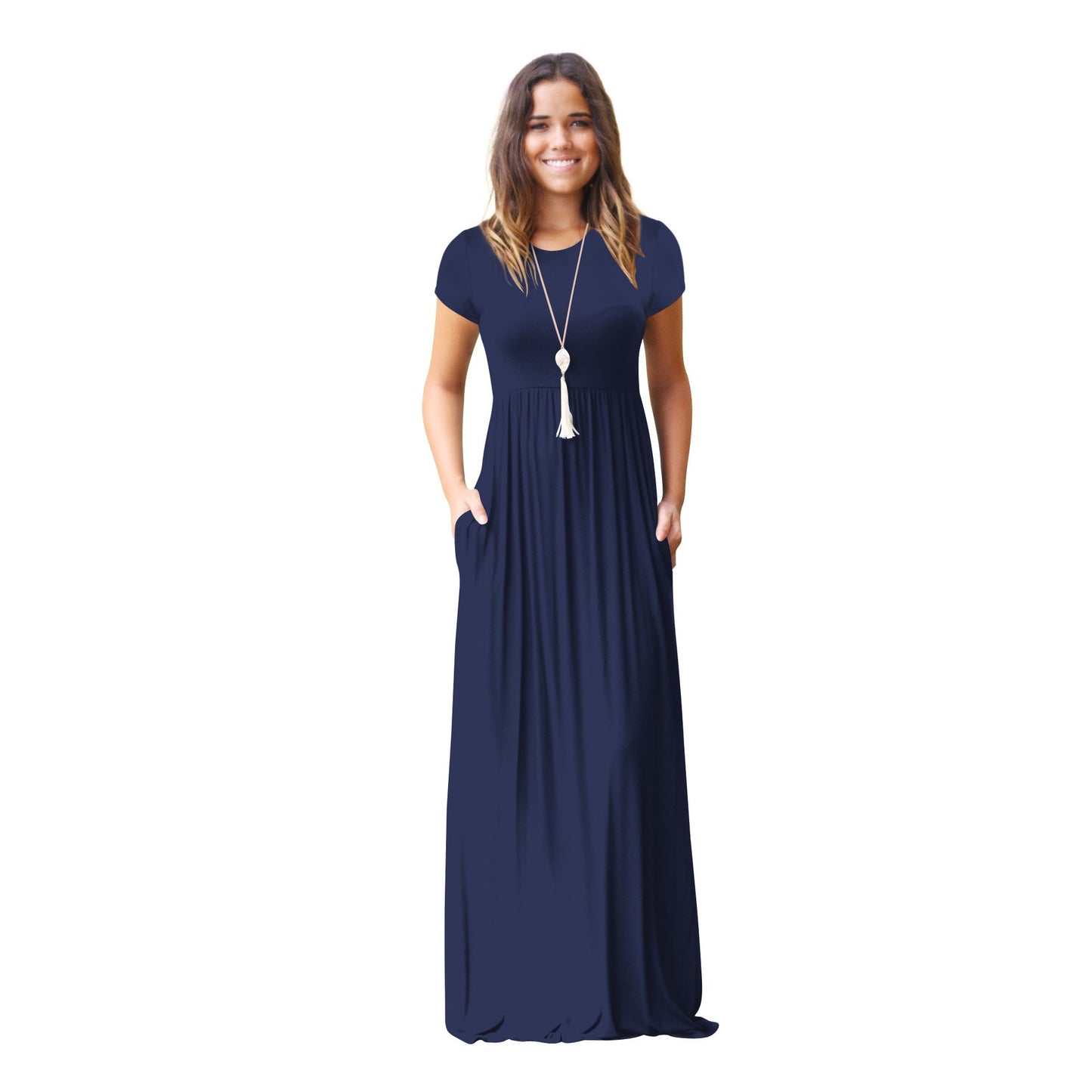 Women's maxi dress with a loose fit and practical pockets Ivyshape