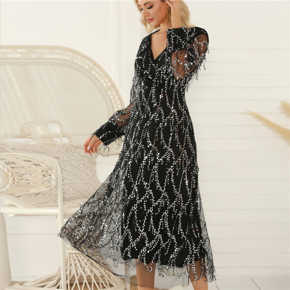 Women Sequin Maxi Dress Ivyshape