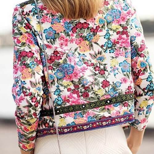 Irene | Blazer boho in raso con stampa floreale
