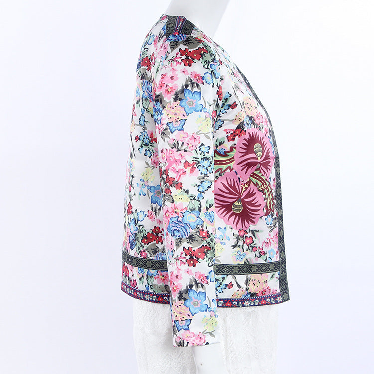 Irene | Blazer boho in raso con stampa floreale
