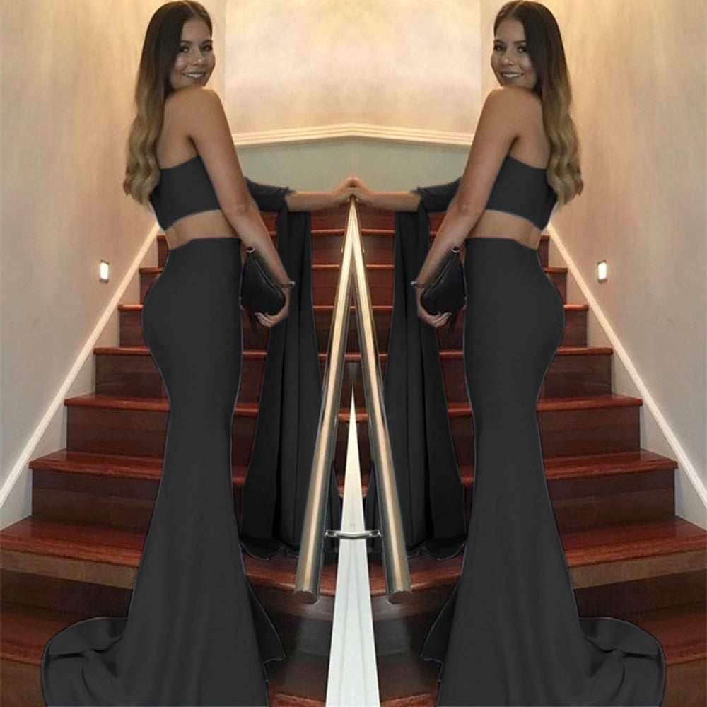 Women Asymmetric Two-Piece Evening Dress Ivyshape