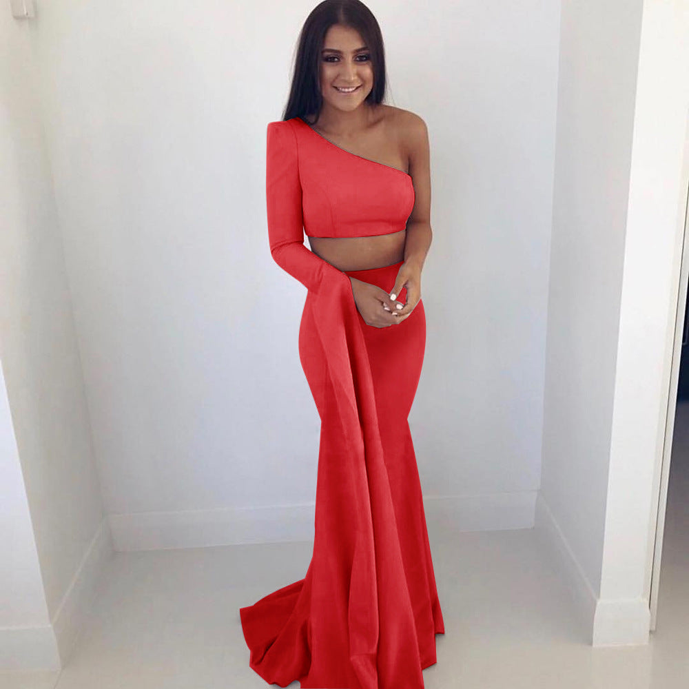 Women Asymmetric Two-Piece Evening Dress Ivyshape