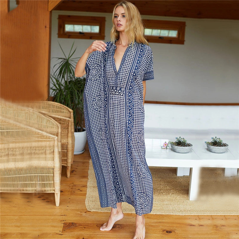Women’s maxi dress with elegant floral pattern and loose fit Ivyshape