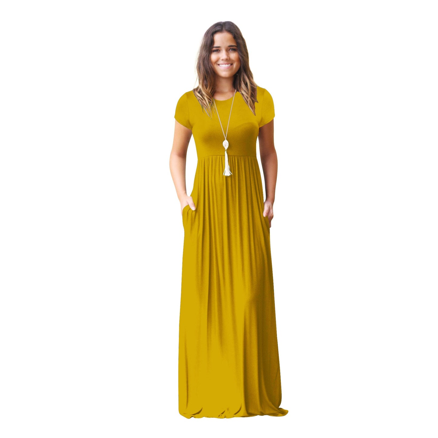 Women's maxi dress with a loose fit and practical pockets Ivyshape