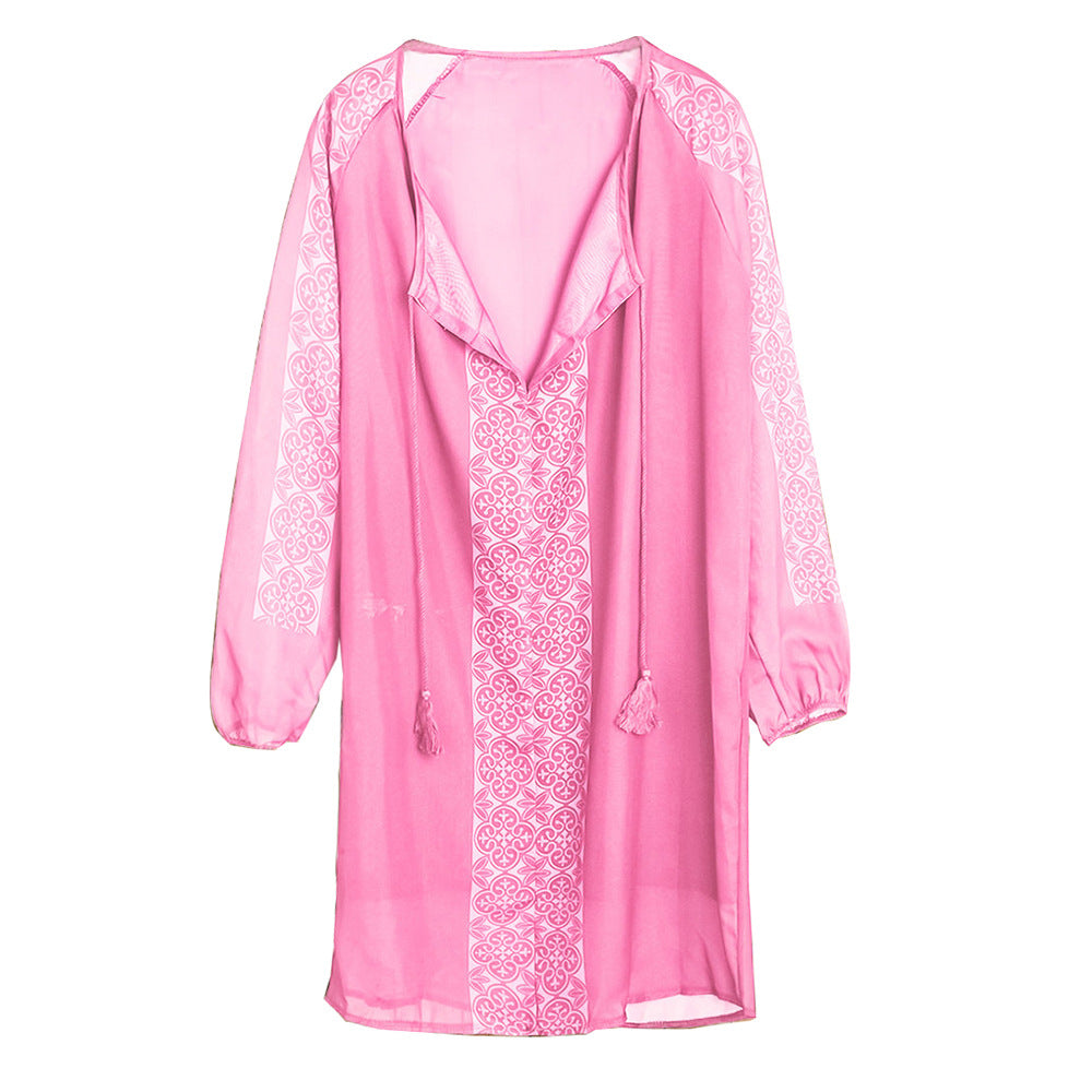 Women Embroidered Beach Cover-Up Dress Ivyshape