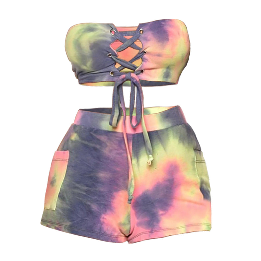 Women Tie-Front Crop Top and Mini Shorts Set Ivyshape