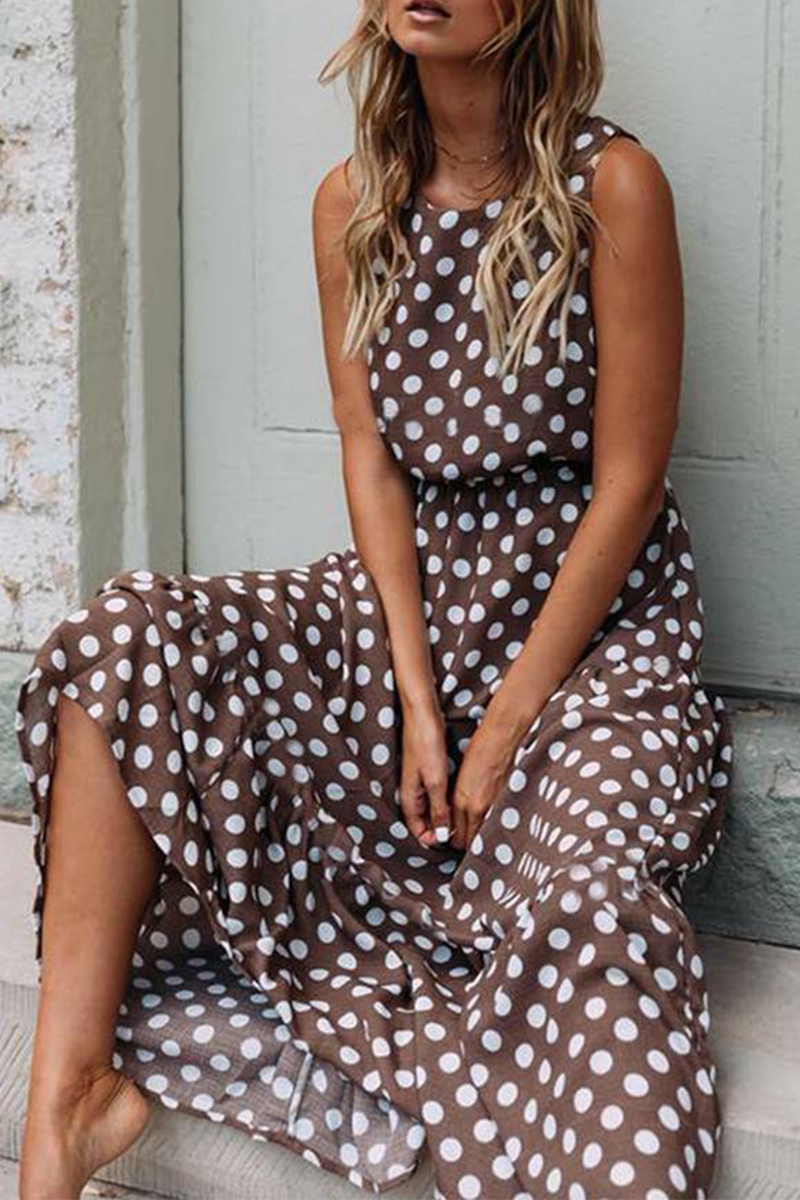 Ivyshape | Casual Dot Patchwork O-Neck Cake Dress - 5 Colors