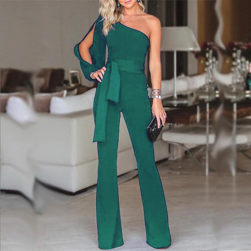 Daniela - Elegant asymmetrical jumpsuit with bow and flared legs