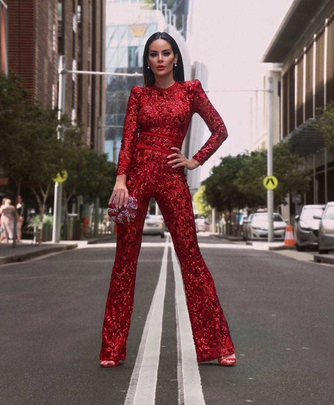 Marsha - White lace party jumpsuit for women