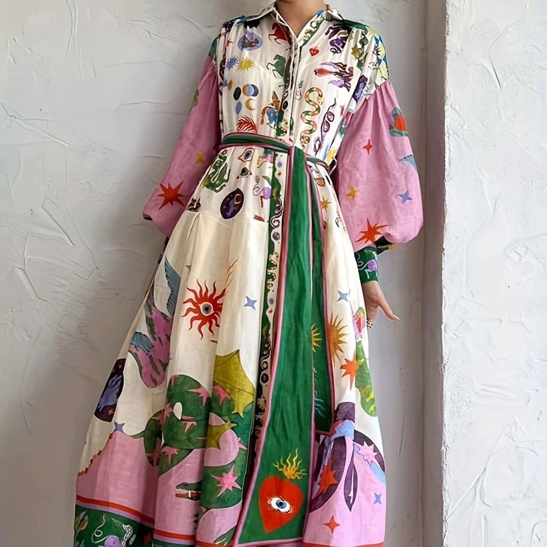 Astrid - Maxi dress with boho print and belt