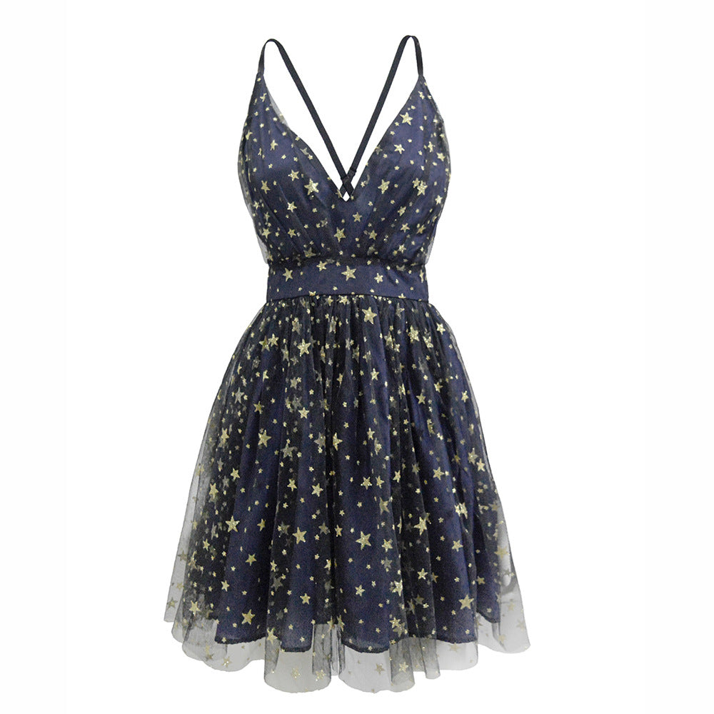 Women's Halterneck Star Print Dress Ivyshape