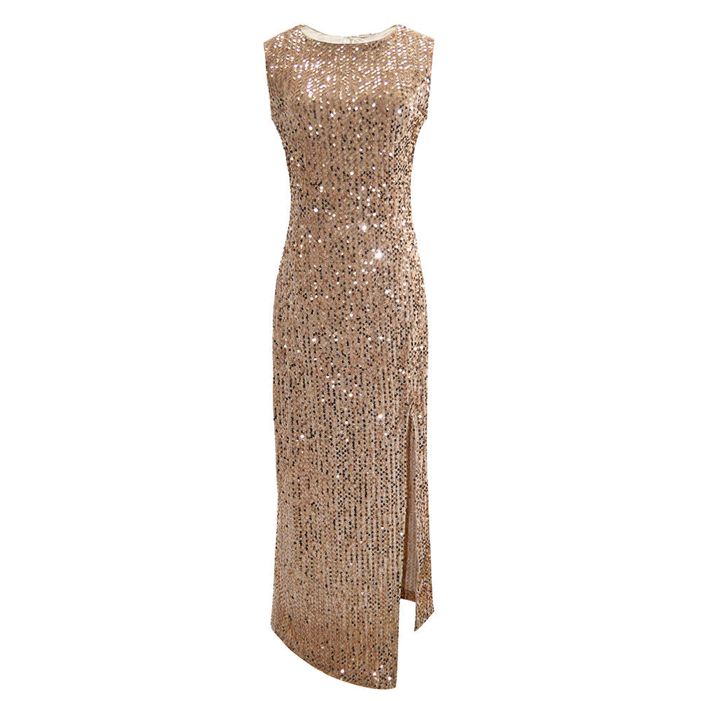Women High-Slit Sequin Evening Dress Ivyshape
