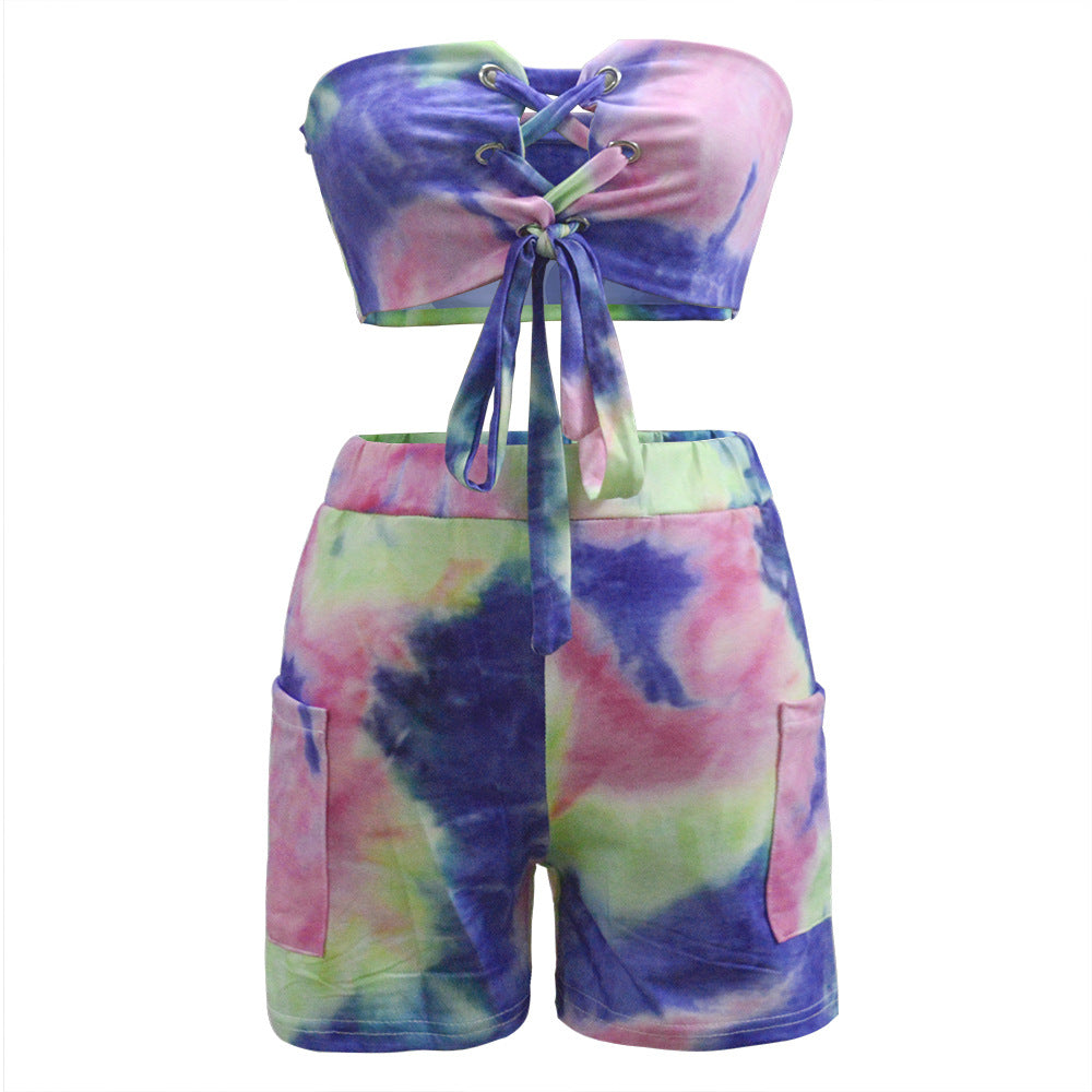 Women Tie-Front Crop Top and Mini Shorts Set Ivyshape
