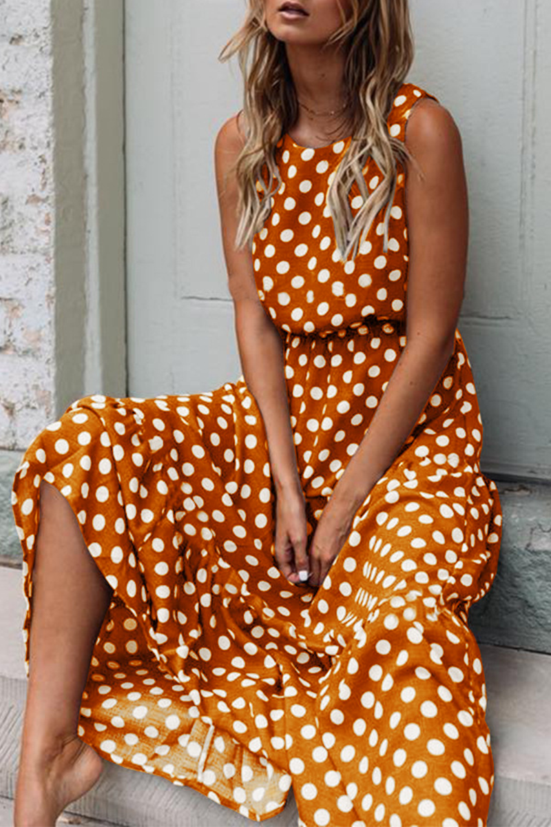 Ivyshape | Casual Dot Patchwork O-Neck Cake Dress - 5 Colors