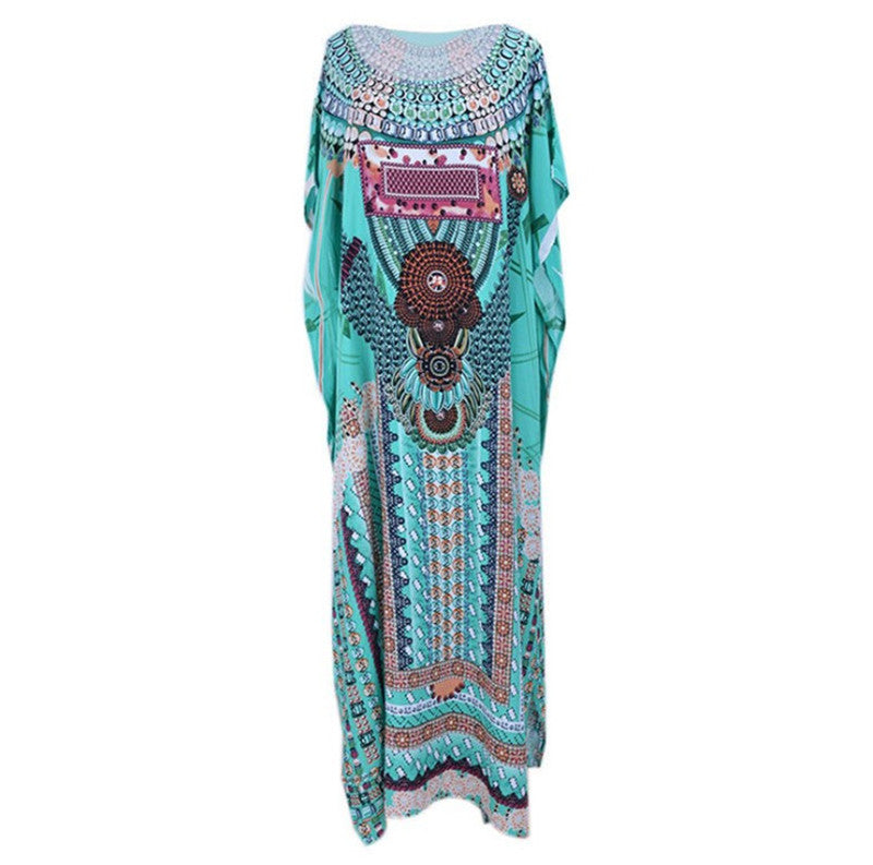 Ladies beach tunic with artistic print and side slits Ivyshape