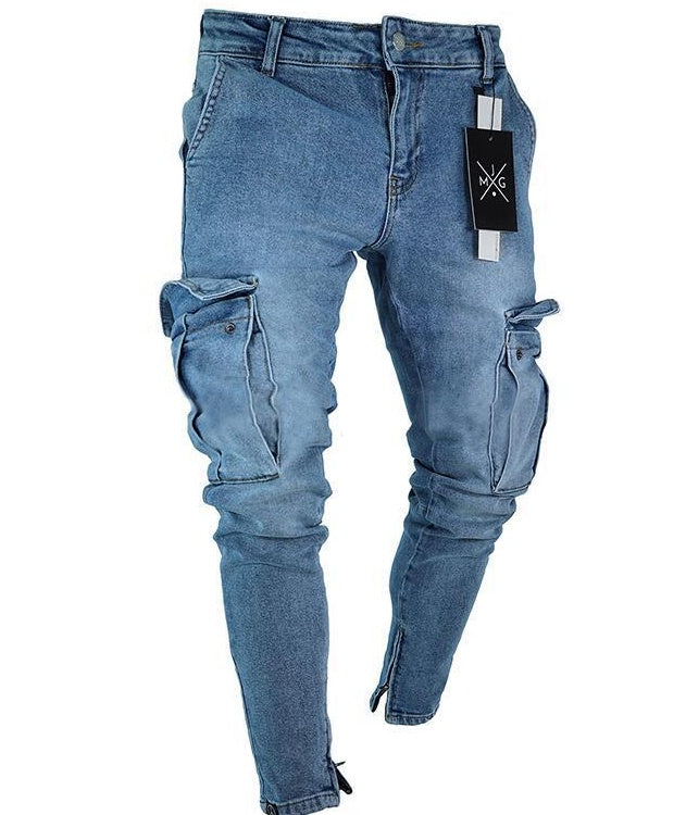 Halstyn | Jeans Cargo strappati in denim da uomo
