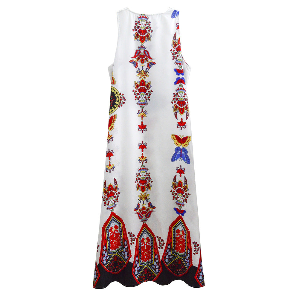 Women Bohemian Maxi Dress with Artistic Floral Pattern Ivyshape