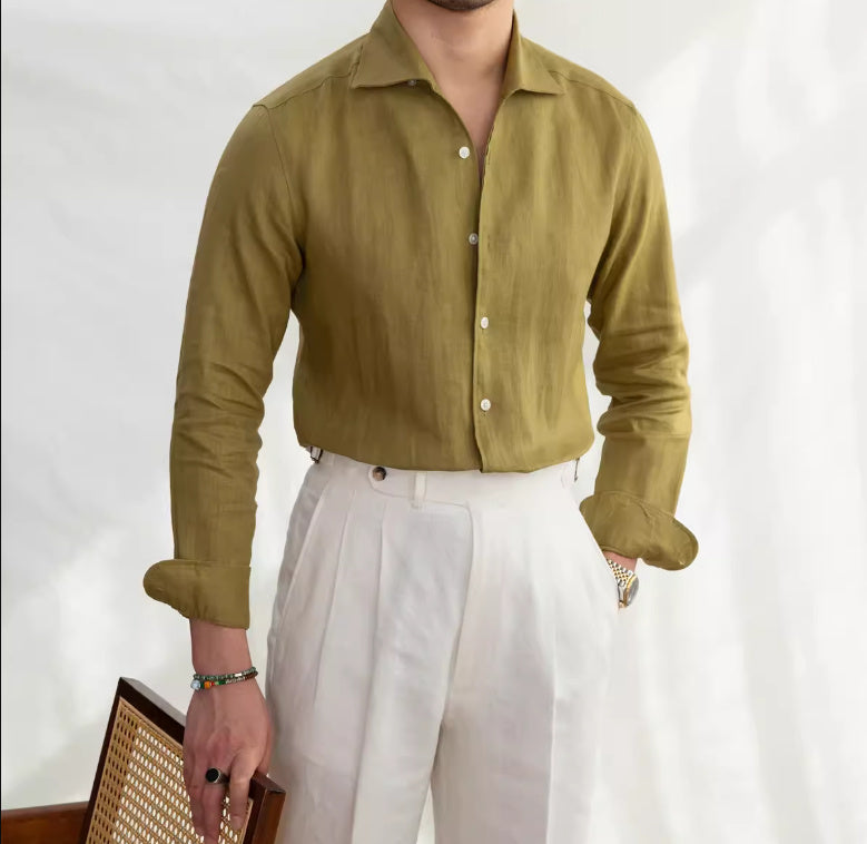 Daniel - Camicia classica in lino bianco