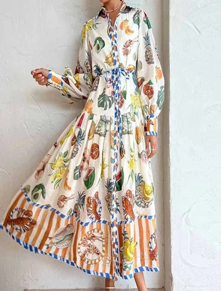 Astrid - Maxi dress with boho print and belt