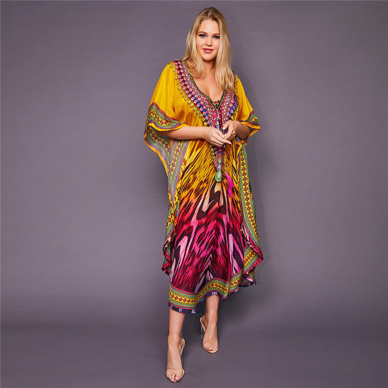 Women Beach Dress with Eye-Catching Pattern Ivyshape