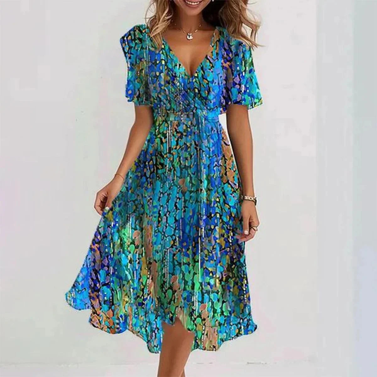 Florencia™ | Floral Chiffon Midi Dress