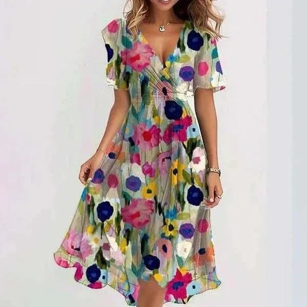 Florencia™ | Floral Chiffon Midi Dress