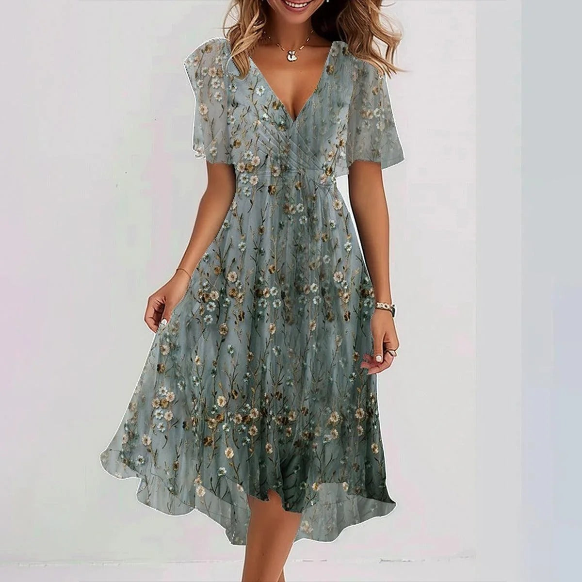 Laika - Floral chiffon midi summer dress