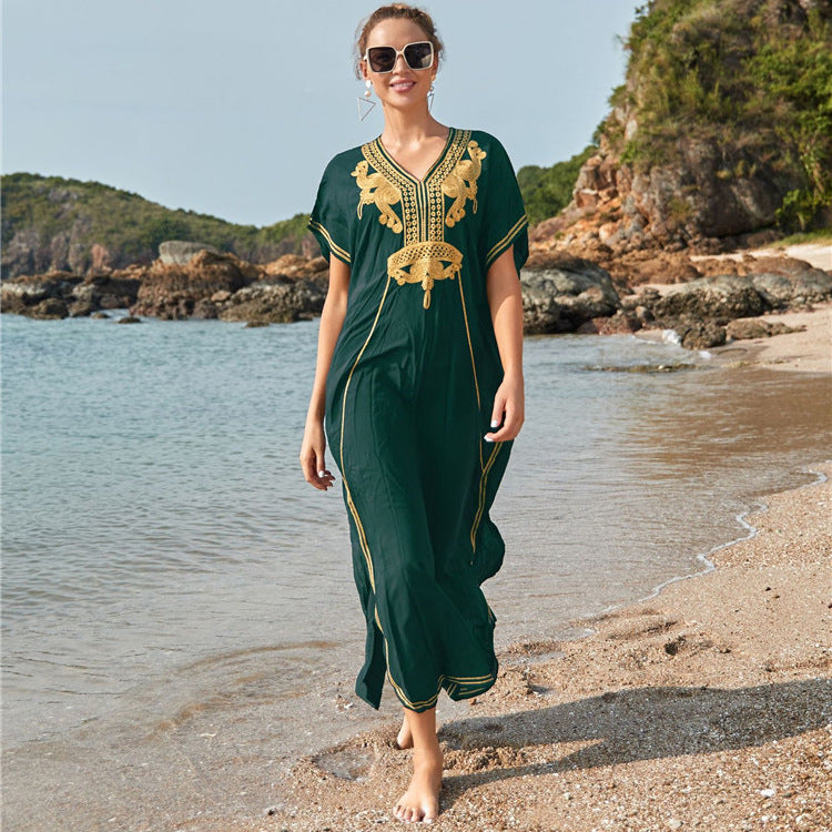 Ladies Elegant Beach Kaftan with Exquisite Embroidery Details Ivyshape