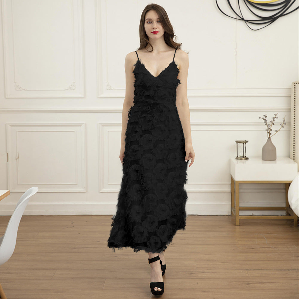 Women's Feather Maxi Dress Ivyshape