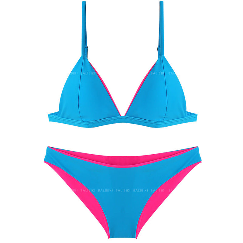 Women's triangle bikini set with contrasting details and adjustable straps Ivyshape